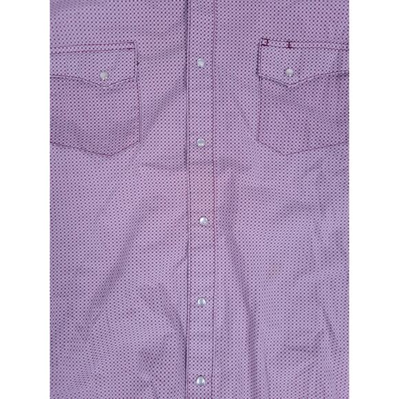 Wrangler Mens Large‎ Wrancher Western Red Dot Circle All Over Pattern Pearl Snap - Picture 3 of 8